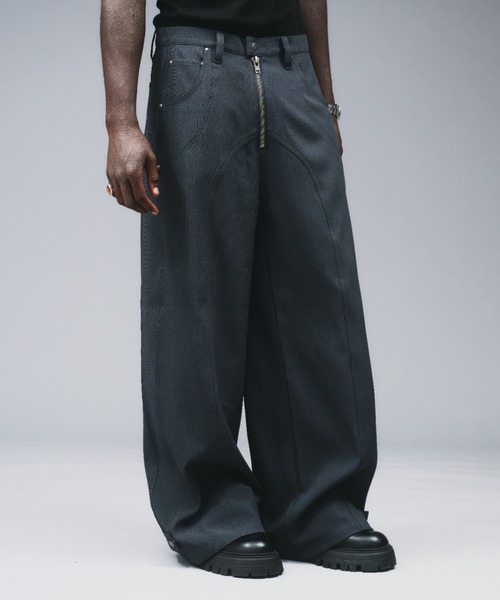 ANDER HUNK（アンダーハンク）の「Seem Design Polyester Baggy Slacks / シームデザインポリエステルバギースラックス（スラックス・メンズ・ブラック/チャコールグレー・SMALL/LARGE/MEDIUM）」の5枚目の写真