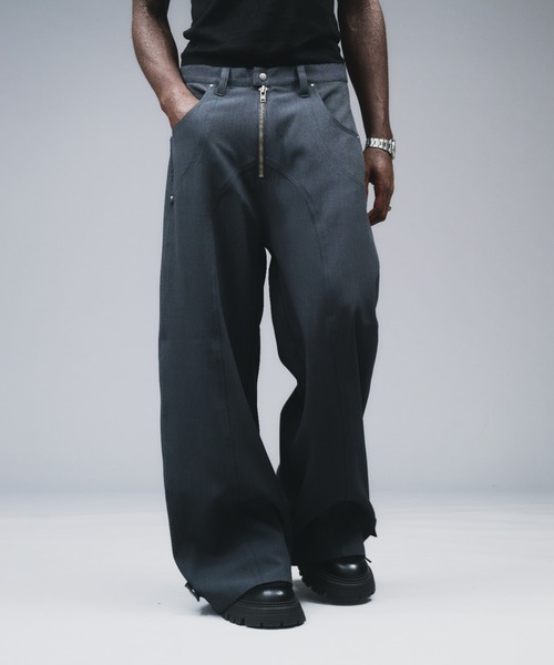 ANDER HUNK（アンダーハンク）の「Seem Design Polyester Baggy Slacks / シームデザインポリエステルバギースラックス（スラックス・メンズ・ブラック/チャコールグレー・SMALL/LARGE/MEDIUM）」の7枚目の写真