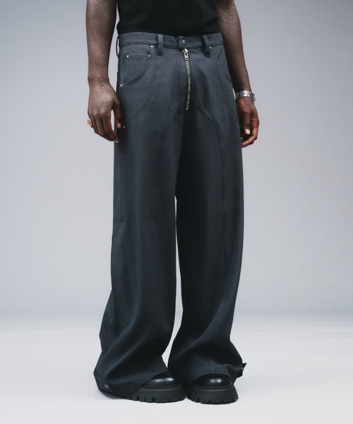ANDER HUNK（アンダーハンク）の「Seem Design Polyester Baggy Slacks / シームデザインポリエステルバギースラックス（スラックス・メンズ・ブラック/チャコールグレー・SMALL/LARGE/MEDIUM）」の8枚目の写真