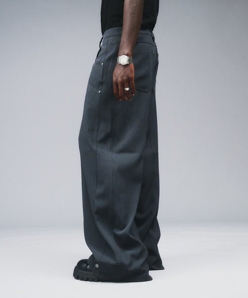ANDER HUNK（アンダーハンク）の「Seem Design Polyester Baggy Slacks / シームデザインポリエステルバギースラックス（スラックス・メンズ・ブラック/チャコールグレー・SMALL/LARGE/MEDIUM）」の10枚目の写真