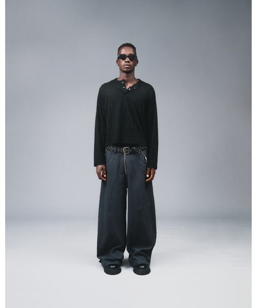 ANDER HUNK（アンダーハンク）の「Seem Design Polyester Baggy Slacks / シームデザインポリエステルバギースラックス（スラックス・メンズ・ブラック/チャコールグレー・SMALL/LARGE/MEDIUM）」の14枚目の写真