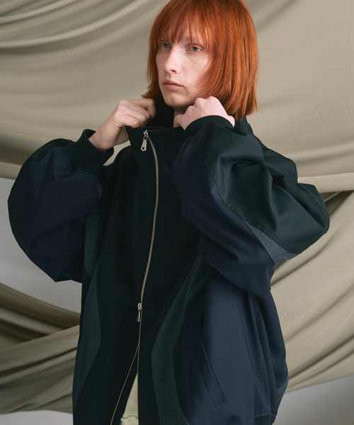 MAISON SPECIAL（メゾンスペシャル）の「《UNISEX》Wool Mixed Prime-Over Track Jacket/ウールミックスプライムオーバートラックジャケット【MAISON SPECIAL/メゾンスペシャル】（ブルゾン・メンズ・ブラック/ネイビー・1/2）」の9枚目の写真