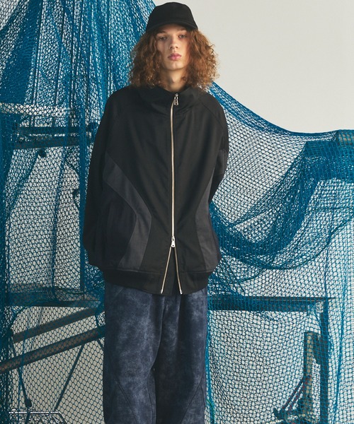 MAISON SPECIAL(メゾンスペシャル)の「《UNISEX》Wool Mixed Prime-Over Track Jacket/ウールミックスプライムオーバートラックジャケット【MAISON SPECIAL/メゾンスペシャル】(ブルゾン・メンズ・ブラック/ネイビー・1/2)」の16枚目の写真