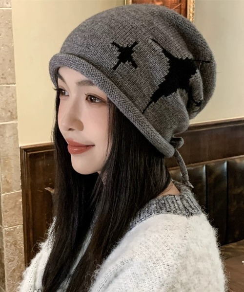 セール】【25年秋冬新作】韓国風 スターモチーフ ニット帽 ビーニー 星