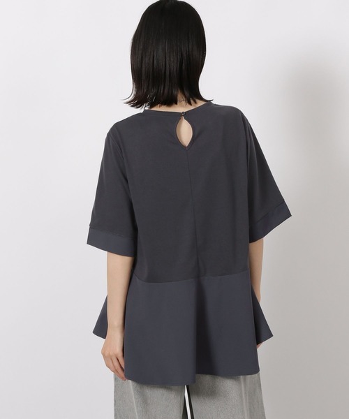 LAKOLE(ラコレ)の「異素材きりかえ半袖 / 593578(Tシャツ/カットソー・レディース・ボルドー/ベージュ/チャコール・FREE)」の8枚目の写真