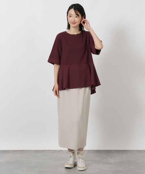 LAKOLE(ラコレ)の「異素材きりかえ半袖 / 593578(Tシャツ/カットソー・レディース・ボルドー/ベージュ/チャコール・FREE)」の10枚目の写真