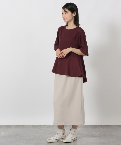 LAKOLE(ラコレ)の「異素材きりかえ半袖 / 593578(Tシャツ/カットソー・レディース・ボルドー/ベージュ/チャコール・FREE)」の11枚目の写真