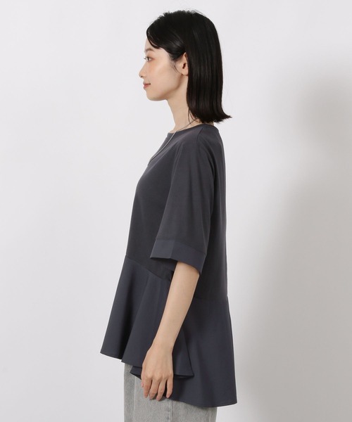 LAKOLE(ラコレ)の「異素材きりかえ半袖 / 593578(Tシャツ/カットソー・レディース・ボルドー/ベージュ/チャコール・FREE)」の13枚目の写真