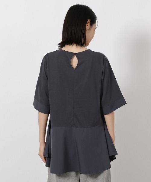 LAKOLE(ラコレ)の「異素材きりかえ半袖 / 593578(Tシャツ/カットソー・レディース・ボルドー/ベージュ/チャコール・FREE)」の14枚目の写真