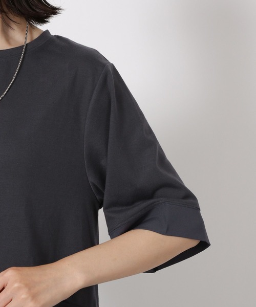 LAKOLE(ラコレ)の「異素材きりかえ半袖 / 593578(Tシャツ/カットソー・レディース・ボルドー/ベージュ/チャコール・FREE)」の16枚目の写真