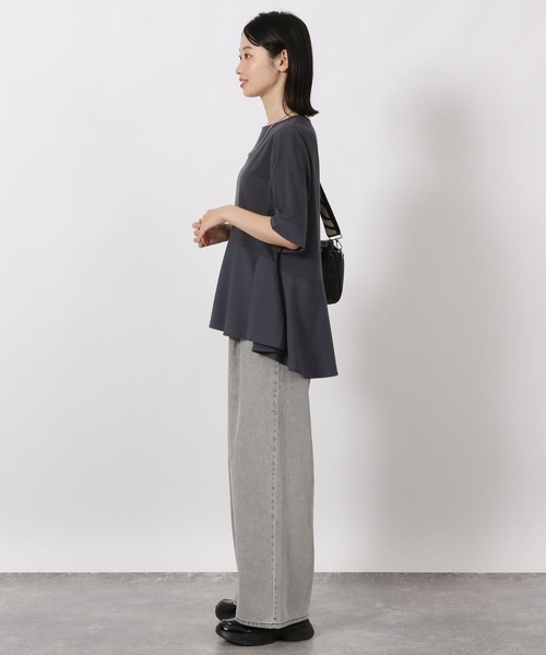LAKOLE(ラコレ)の「異素材きりかえ半袖 / 593578(Tシャツ/カットソー・レディース・ボルドー/ベージュ/チャコール・FREE)」の5枚目の写真