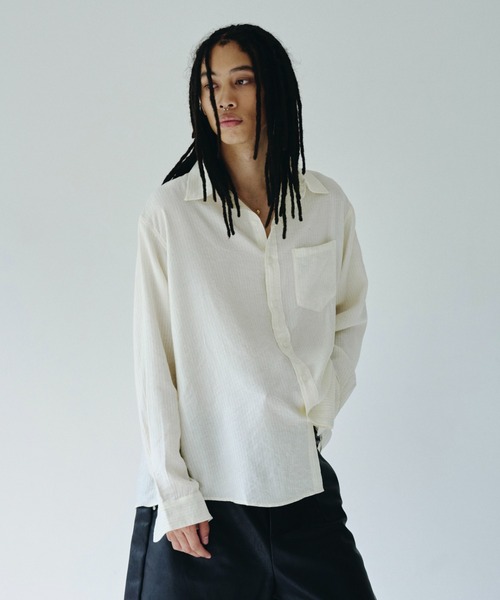 Camphor wood（カンファーウッド）の「shinee rayon stripe l/s shirt / ラインストーンストライプレーヨンL/Sシャツ（シャツ/ブラウス・メンズ・ピンク/アイボリー・SMALL/MEDIUM/LARGE）」の13枚目の写真