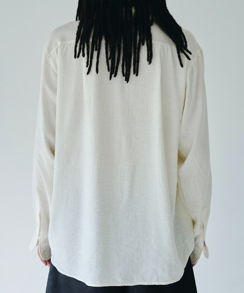 Camphor wood（カンファーウッド）の「shinee rayon stripe l/s shirt / ラインストーンストライプレーヨンL/Sシャツ（シャツ/ブラウス・メンズ・ピンク/アイボリー・SMALL/MEDIUM/LARGE）」の16枚目の写真