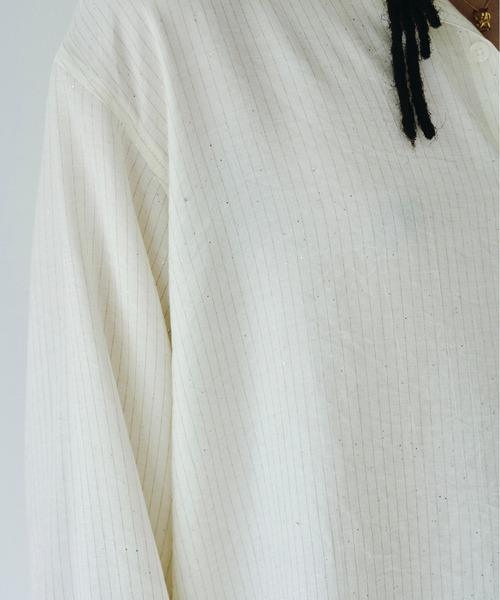 Camphor wood（カンファーウッド）の「shinee rayon stripe l/s shirt / ラインストーンストライプレーヨンL/Sシャツ（シャツ/ブラウス・メンズ・ピンク/アイボリー・SMALL/MEDIUM/LARGE）」の22枚目の写真