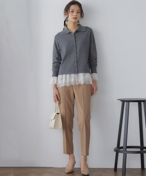 組曲（クミキョク）の「レースコンビ ロングTシャツ（Tシャツ/カットソー・レディース・ホワイト系・3/2）」の6枚目の写真