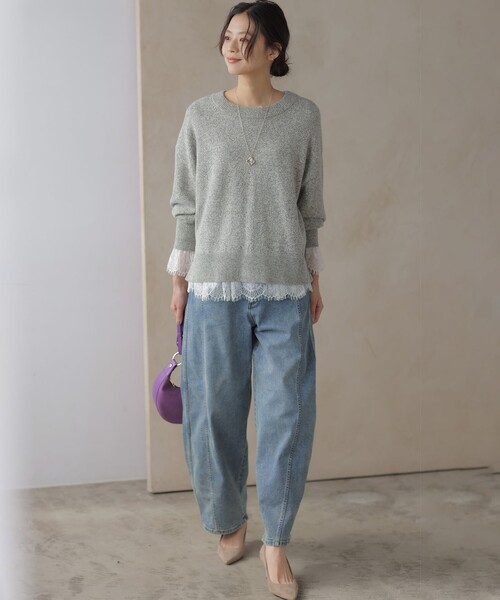 組曲（クミキョク）の「レースコンビ ロングTシャツ（Tシャツ/カットソー・レディース・ホワイト系・3/2）」の10枚目の写真