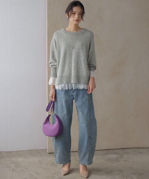 組曲（クミキョク）の「レースコンビ ロングTシャツ（Tシャツ/カットソー・レディース・ホワイト系・3/2）」の11枚目の写真