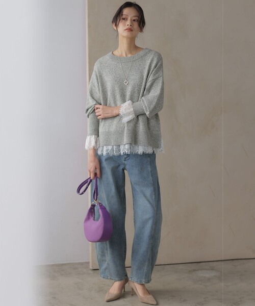 組曲（クミキョク）の「レースコンビ ロングTシャツ（Tシャツ/カットソー・レディース・ホワイト系・3/2）」の12枚目の写真