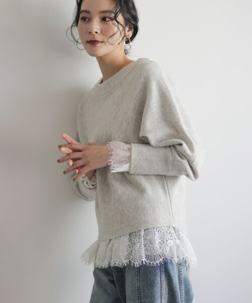 組曲（クミキョク）の「レースコンビ ロングTシャツ（Tシャツ/カットソー・レディース・ホワイト系・3/2）」の13枚目の写真