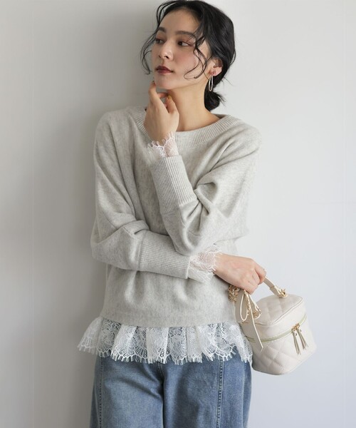 組曲（クミキョク）の「レースコンビ ロングTシャツ（Tシャツ/カットソー・レディース・ホワイト系・3/2）」の15枚目の写真