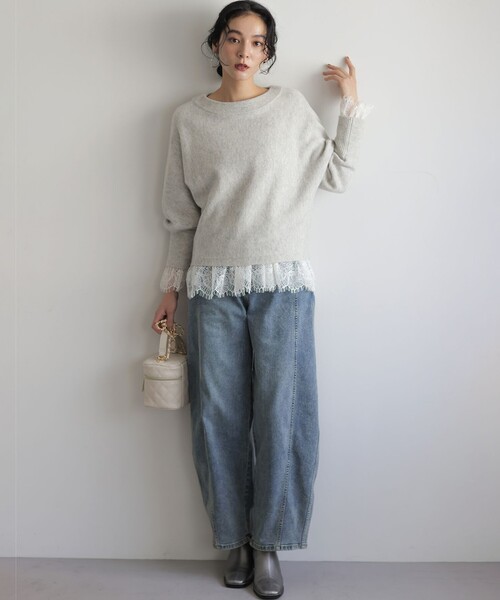 組曲（クミキョク）の「レースコンビ ロングTシャツ（Tシャツ/カットソー・レディース・ホワイト系・3/2）」の16枚目の写真