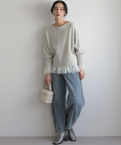 組曲（クミキョク）の「レースコンビ ロングTシャツ（Tシャツ/カットソー・レディース・ホワイト系・3/2）」の17枚目の写真