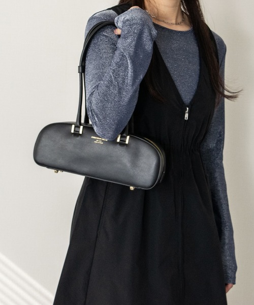 CHRISTIAN VILLA（クリスチャンヴィラ）の「【CHRISTIAN VILLA】レザーワイドスモールショルダーバッグ(Q56449)（ショルダーバッグ・レディース・ボルドー/ブラック・ALL）」の8枚目の写真