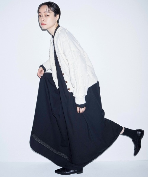 Libra Cue（リブラ キュー）の「Kanoco×Libra Cue ケーブルニットカーディガン（カーディガン/ボレロ・レディース・アイボリー/ピンク/ブラック・FREE）」の8枚目の写真