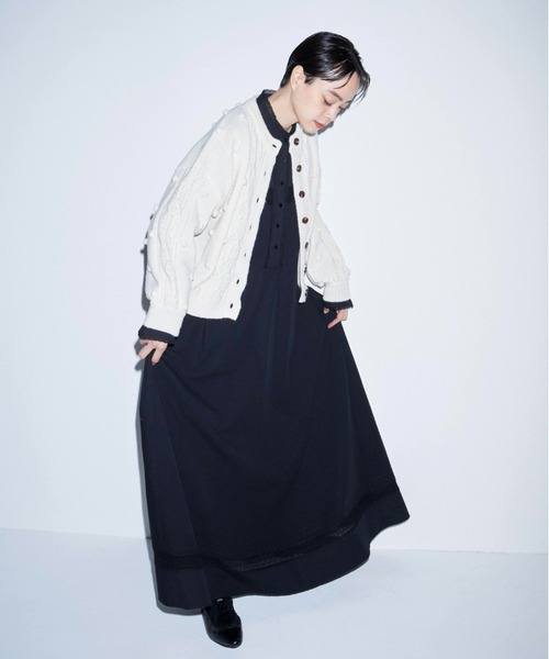 Libra Cue（リブラ キュー）の「Kanoco×Libra Cue ケーブルニットカーディガン（カーディガン/ボレロ・レディース・アイボリー/ピンク/ブラック・FREE）」の9枚目の写真