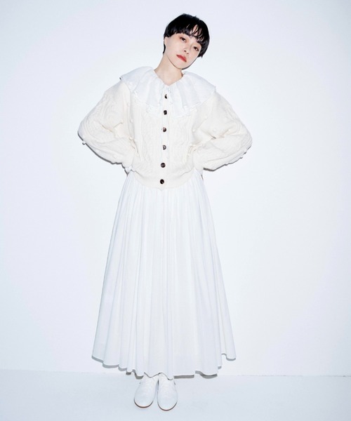 Libra Cue（リブラ キュー）の「Kanoco×Libra Cue ケーブルニットカーディガン（カーディガン/ボレロ・レディース・アイボリー/ピンク/ブラック・FREE）」の6枚目の写真