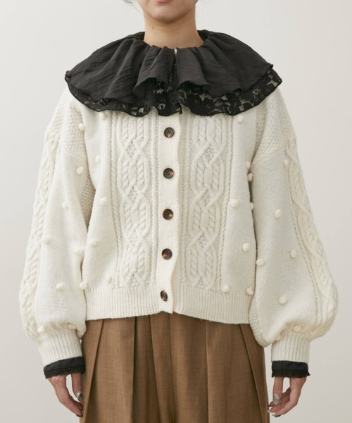 Libra Cue（リブラ キュー）の「Kanoco×Libra Cue ケーブルニットカーディガン（カーディガン/ボレロ・レディース・アイボリー/ピンク/ブラック・FREE）」の10枚目の写真