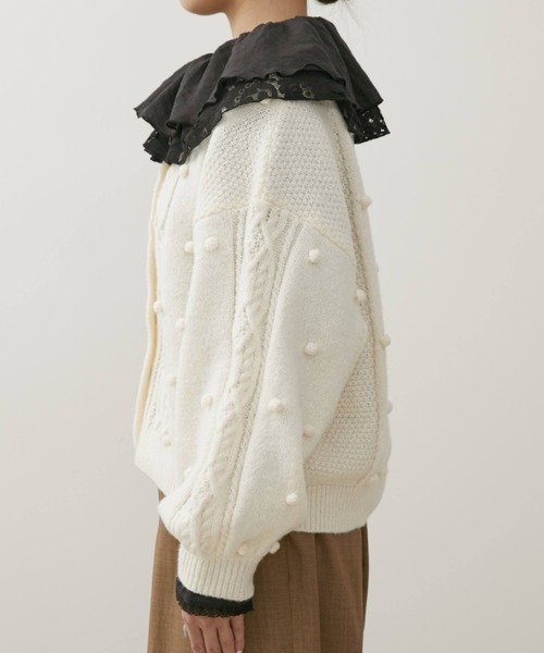 Libra Cue（リブラ キュー）の「Kanoco×Libra Cue ケーブルニットカーディガン（カーディガン/ボレロ・レディース・アイボリー/ピンク/ブラック・FREE）」の11枚目の写真