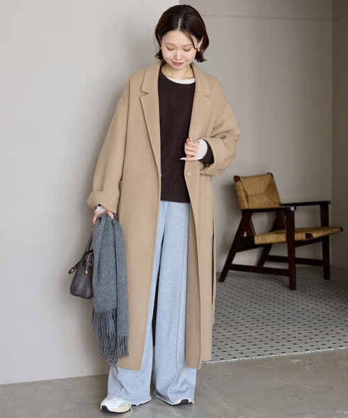 souple wool ダブルフェイスロングコート（チェスターコート