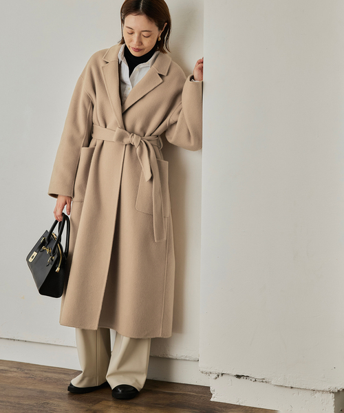 souple wool ダブルフェイスロングコート（チェスターコート