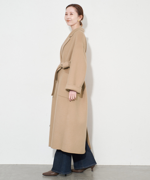 souple wool ダブルフェイスロングコート（チェスターコート
