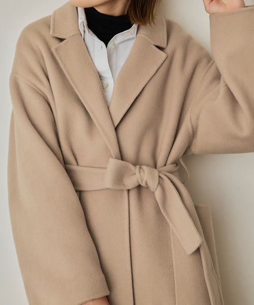 souple wool ダブルフェイスロングコート（チェスターコート）｜SLOBE