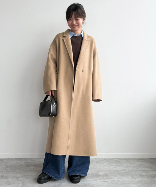 souple wool ダブルフェイスロングコート（チェスターコート）｜SLOBE