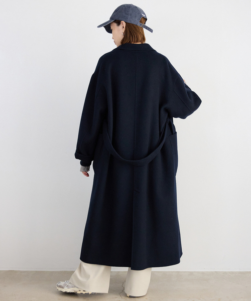 IENA　MONTECO ウールコート　チェスターコート　ダブルフェイス　黒 souple wool ダブルフェイスロングコート（チェスターコート