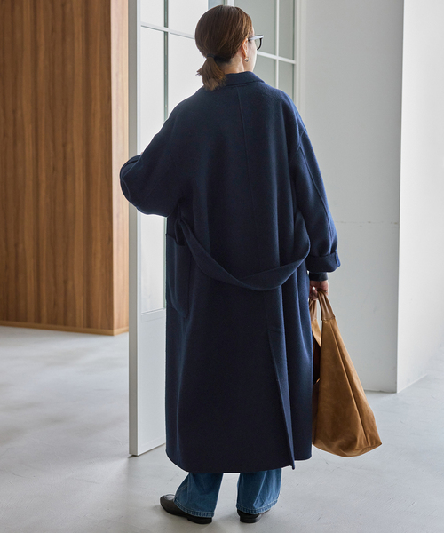 souple wool ダブルフェイスロングコート（チェスターコート