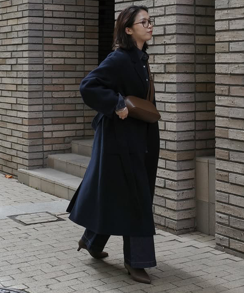 souple wool ダブルフェイスロングコート（チェスターコート）｜SLOBE