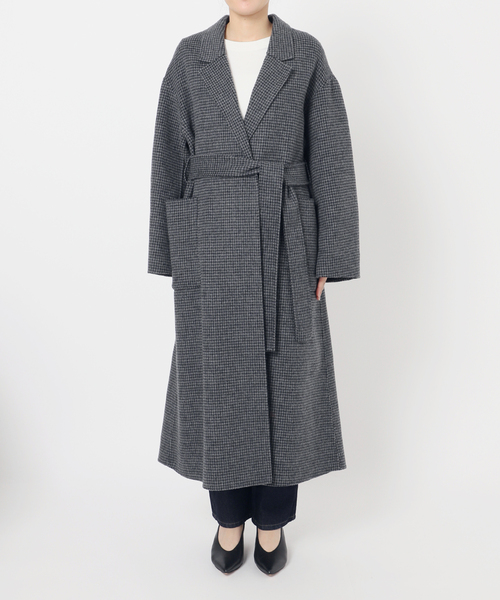 イエナ　スローブ　ロングコート　グレー　M スローブ イエナ SLOBE IENA 《予約》souple wool ダブル