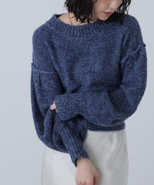 FREE'S MART（フリーズマート）の「◆バックリボンショート丈ニット（ニット/セーター・レディース・ネイビー/グレー/グリーン/ピンク/ブラウン・FREE）」の4枚目の写真