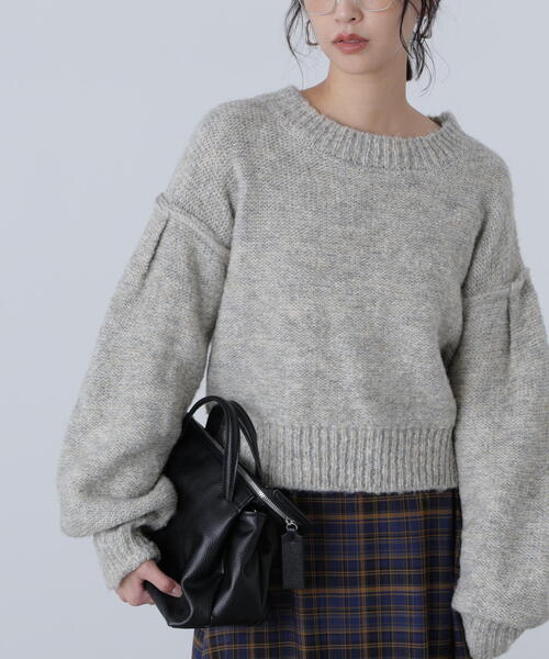 FREE'S MART（フリーズマート）の「◆バックリボンショート丈ニット（ニット/セーター・レディース・ネイビー/グレー/グリーン/ピンク/ブラウン・FREE）」の10枚目の写真