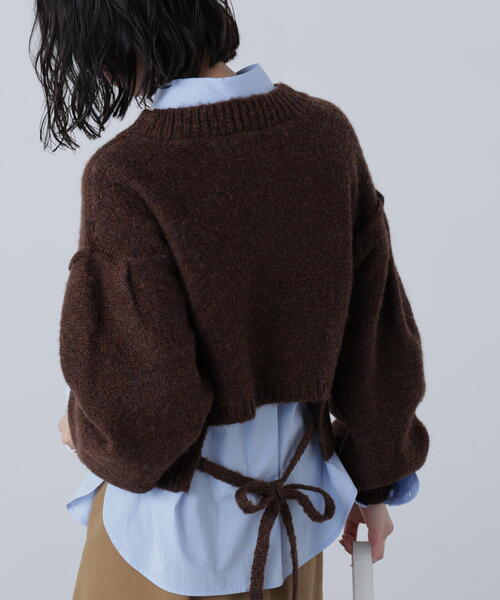 FREE'S MART（フリーズマート）の「◆バックリボンショート丈ニット（ニット/セーター・レディース・ネイビー/グレー/グリーン/ピンク/ブラウン・FREE）」の9枚目の写真