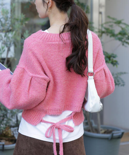 FREE'S MART（フリーズマート）の「◆バックリボンショート丈ニット（ニット/セーター・レディース・ネイビー/グレー/グリーン/ピンク/ブラウン・FREE）」の19枚目の写真