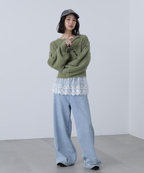 FREE'S MART（フリーズマート）の「◆バックリボンショート丈ニット（ニット/セーター・レディース・ネイビー/グレー/グリーン/ピンク/ブラウン・FREE）」の21枚目の写真