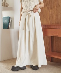 inverted pleats ribbon long skirt /インバーテッドプリーツロングスカート