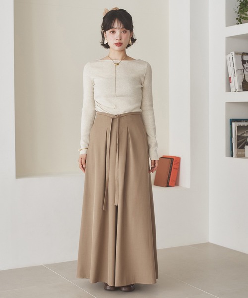 LAULEN(ローレン)の「inverted pleats ribbon long skirt /インバーテッドプリーツロングスカート(スカート・レディース・アイボリー/ブラック/ベージュ・M/S)」の7枚目の写真
