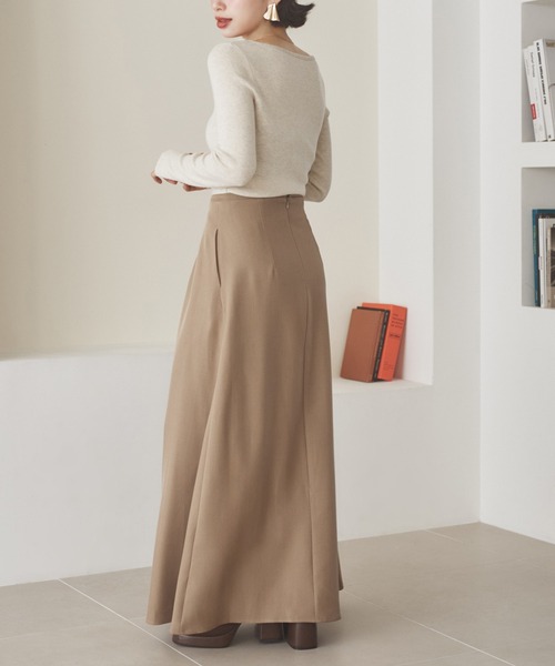 LAULEN(ローレン)の「inverted pleats ribbon long skirt /インバーテッドプリーツロングスカート(スカート・レディース・アイボリー/ブラック/ベージュ・M/S)」の9枚目の写真