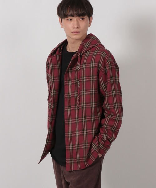 LAKOLE（ラコレ）の「チェックフード長袖シャツ / 592123（シャツ/ブラウス・メンズ・ブラウン/ボルドー/ブラック・MEDIUM/LARGE）」の11枚目の写真
